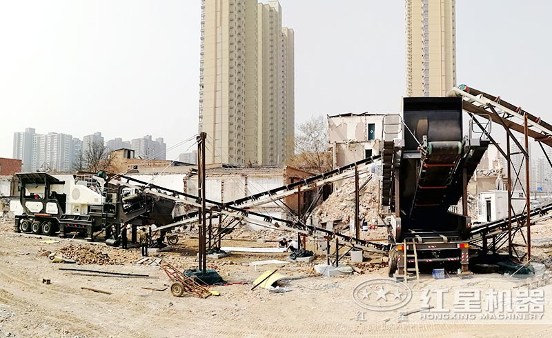 建筑垃圾破碎生產現(xiàn)場